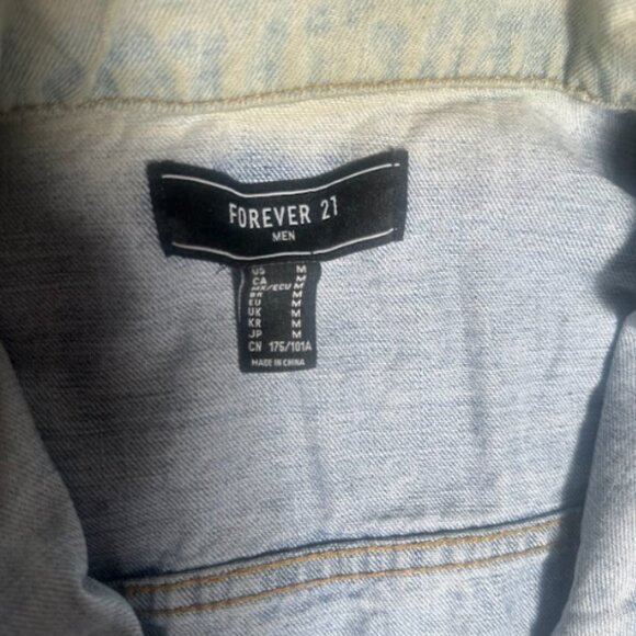 Forever21 Jean Denim Jacket Men Medium - Picture 4 of 7